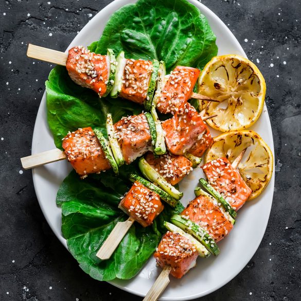 Salmon Skewers with Zucchini Recipe - Rabbitmeal
