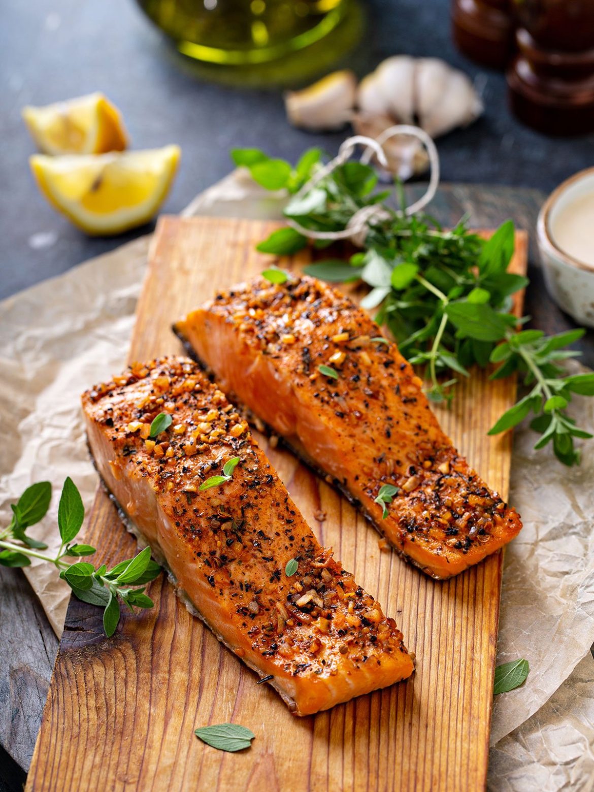 Roasted Salmon with Herbs Recipe - Rabbitmeal