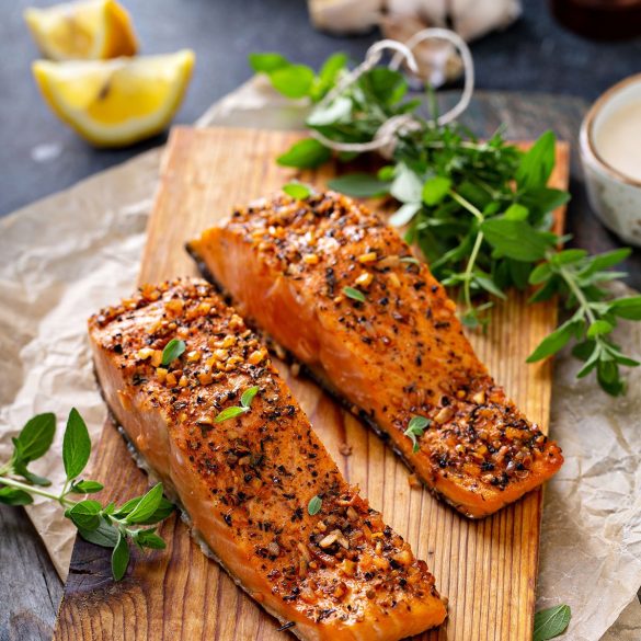 Roasted Salmon with Herbs Recipe - Rabbitmeal