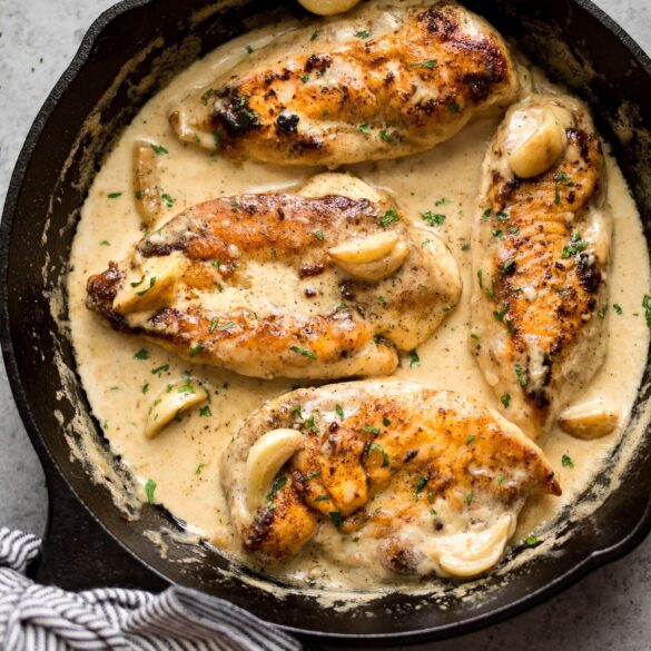 Creamy Garlic Chickens Recipe - Rabbitmeal